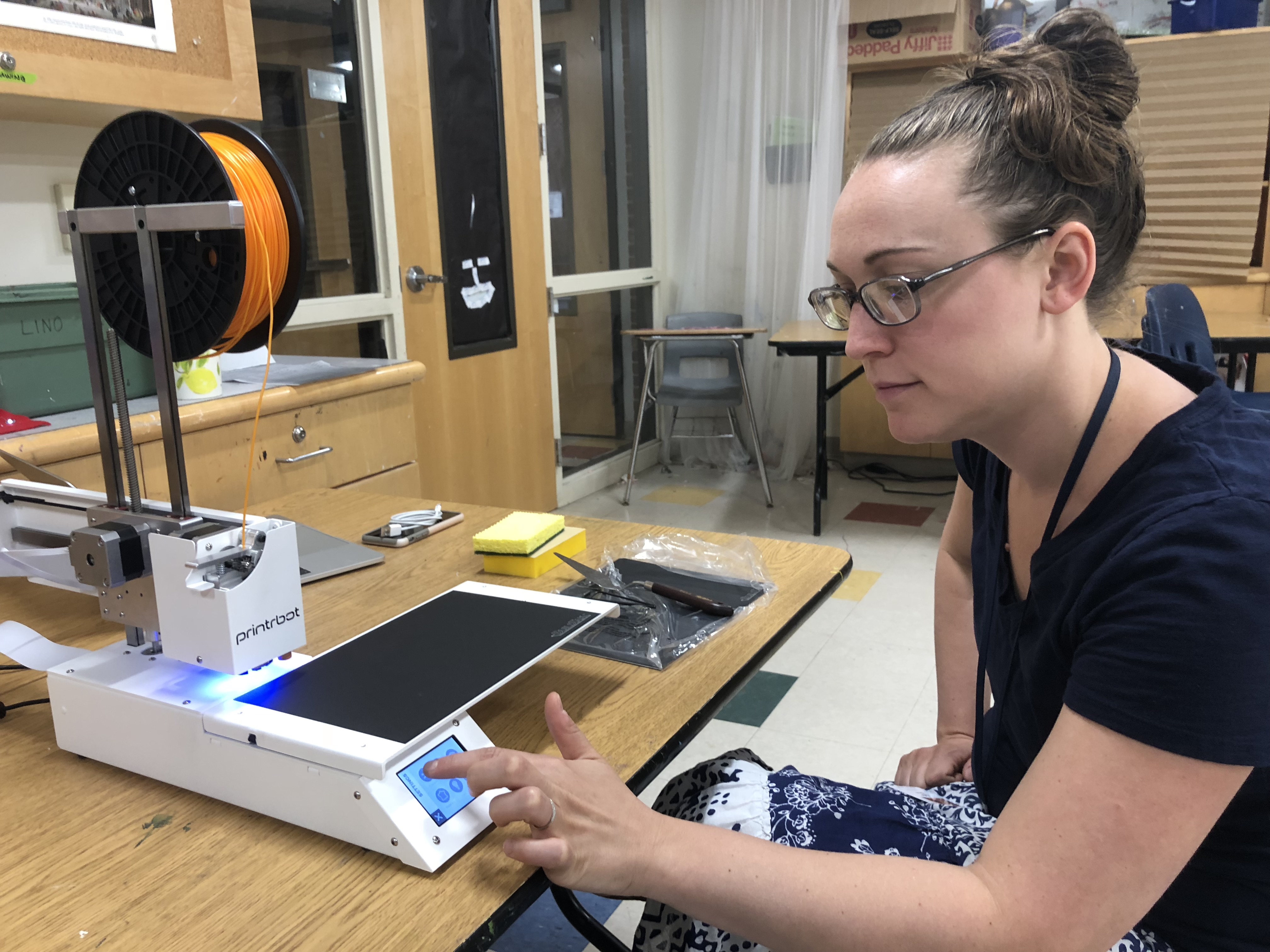 Katie Smith sets up 3D printer