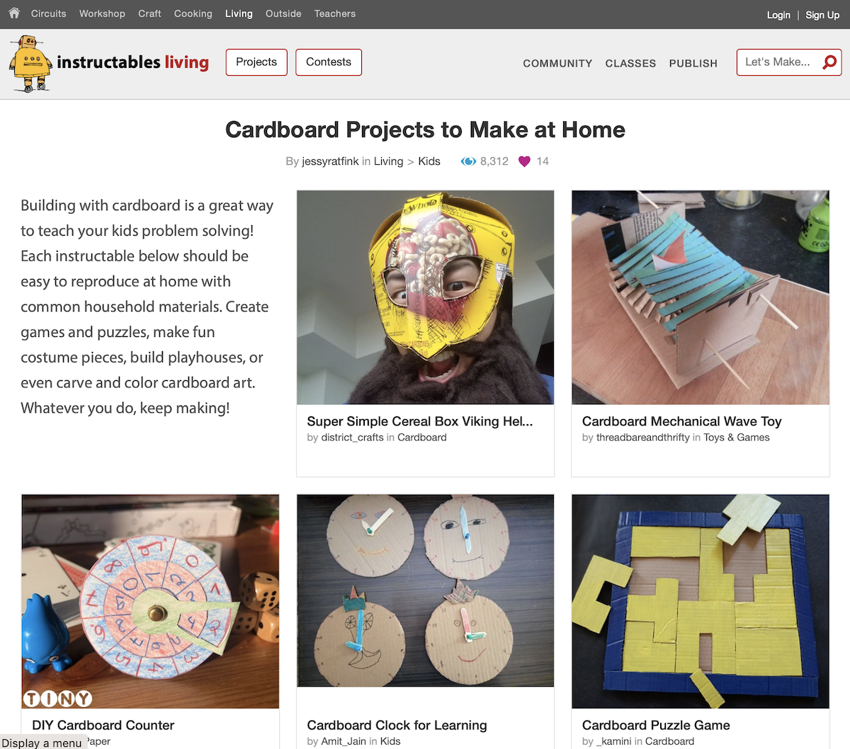 Cardboard Projects Web Page